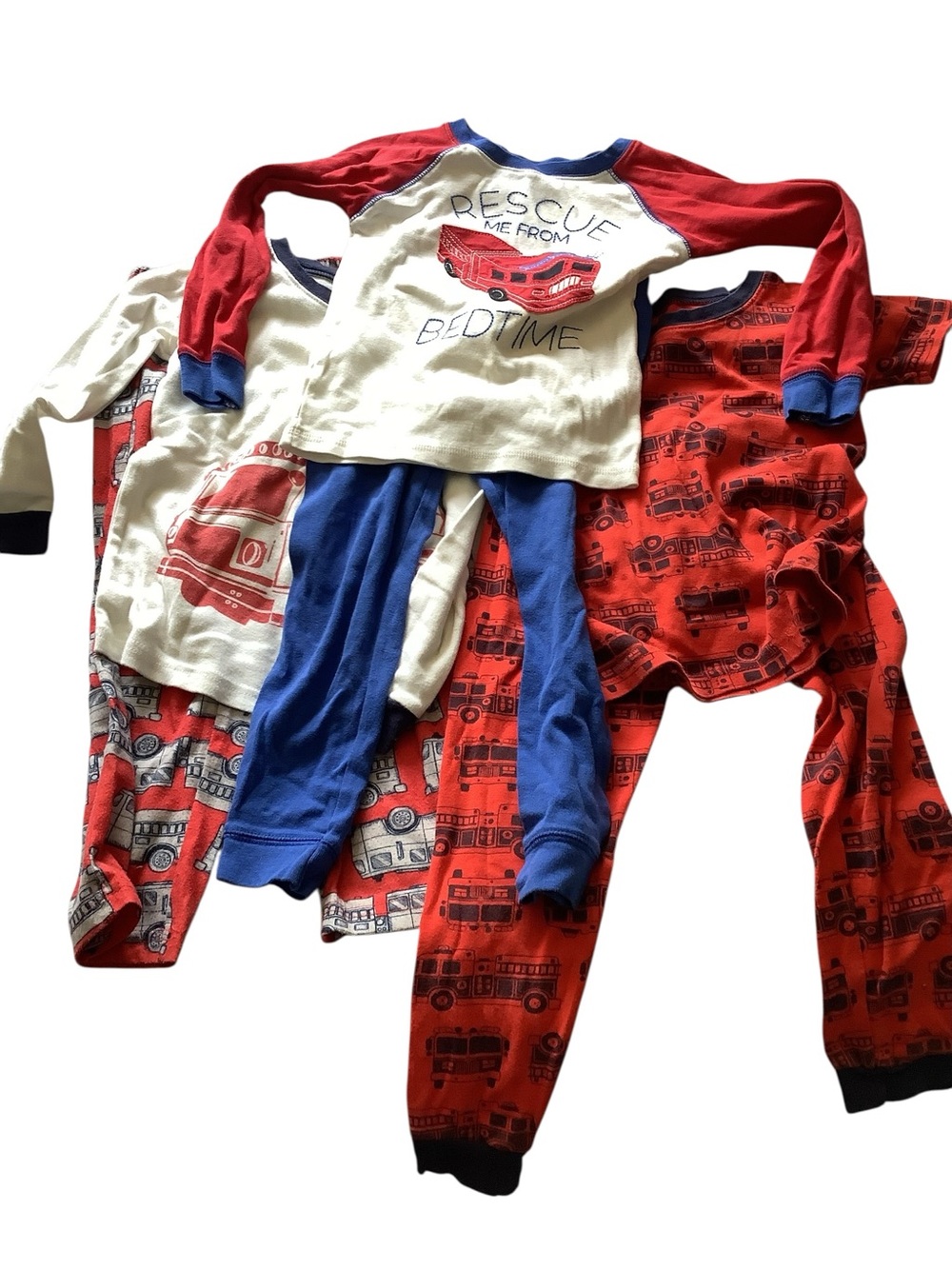 4T Lot Three Carters Pajama Sets Fire Truck Theme